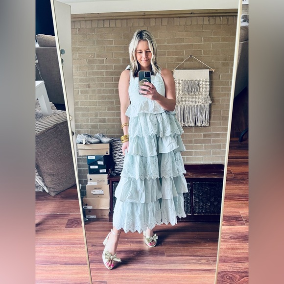 Listicle Dresses & Skirts - Listicle Mint Green Floral Eyelet Maxi Dress
